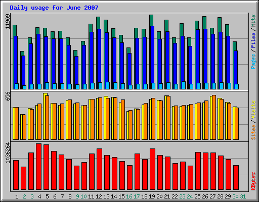 Daily usage for June 2007