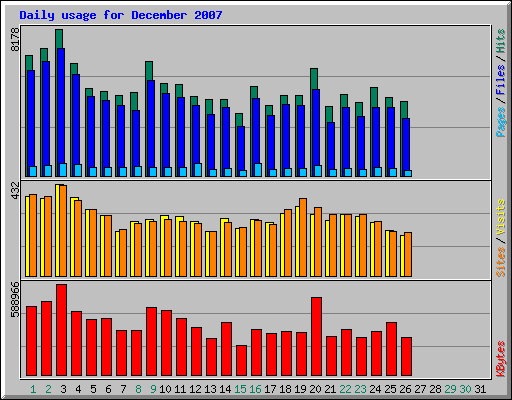 Daily usage for December 2007