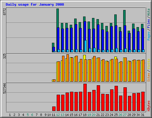 Daily usage for January 2008
