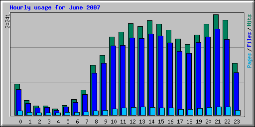 Hourly usage for June 2007