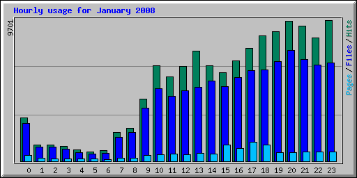 Hourly usage for January 2008